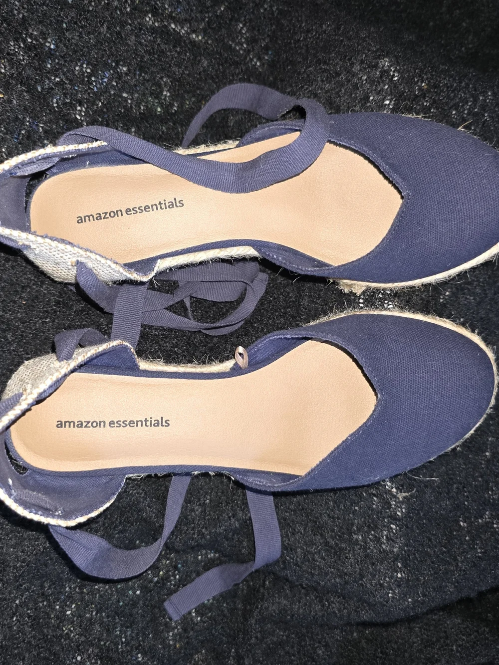Amazon Essentials Navy Canvas Espadrille Lace-Up Flats